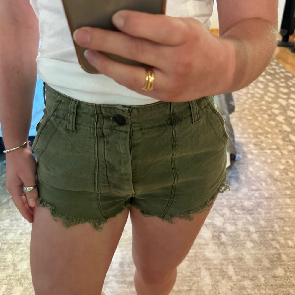 Free People Olive Green Women's Denim Shorts